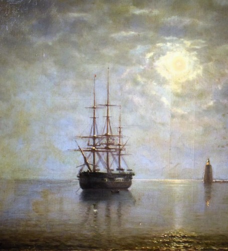 Paintings & Drawings  - Venice, San Giorgio Maggiore by moonlight - Baron Deslanders E.A.  19th c.